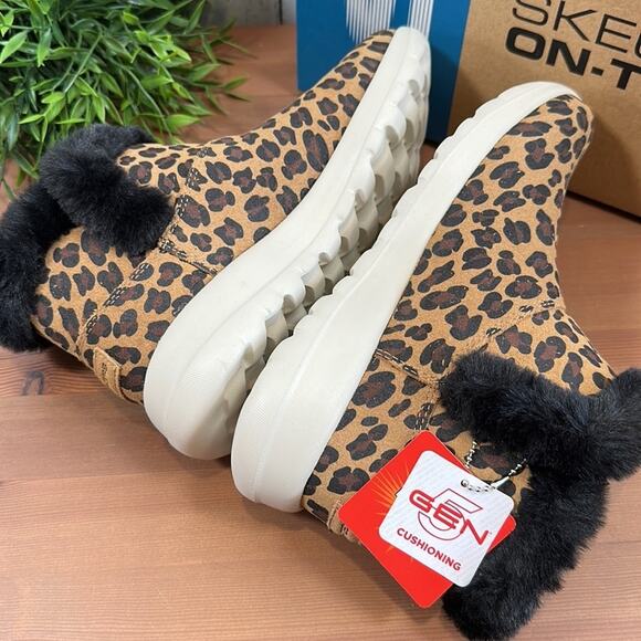 Skechers Animal Print On the Go Bundle Up Ankle Boots Size 6.5 - Picture 9 of 11